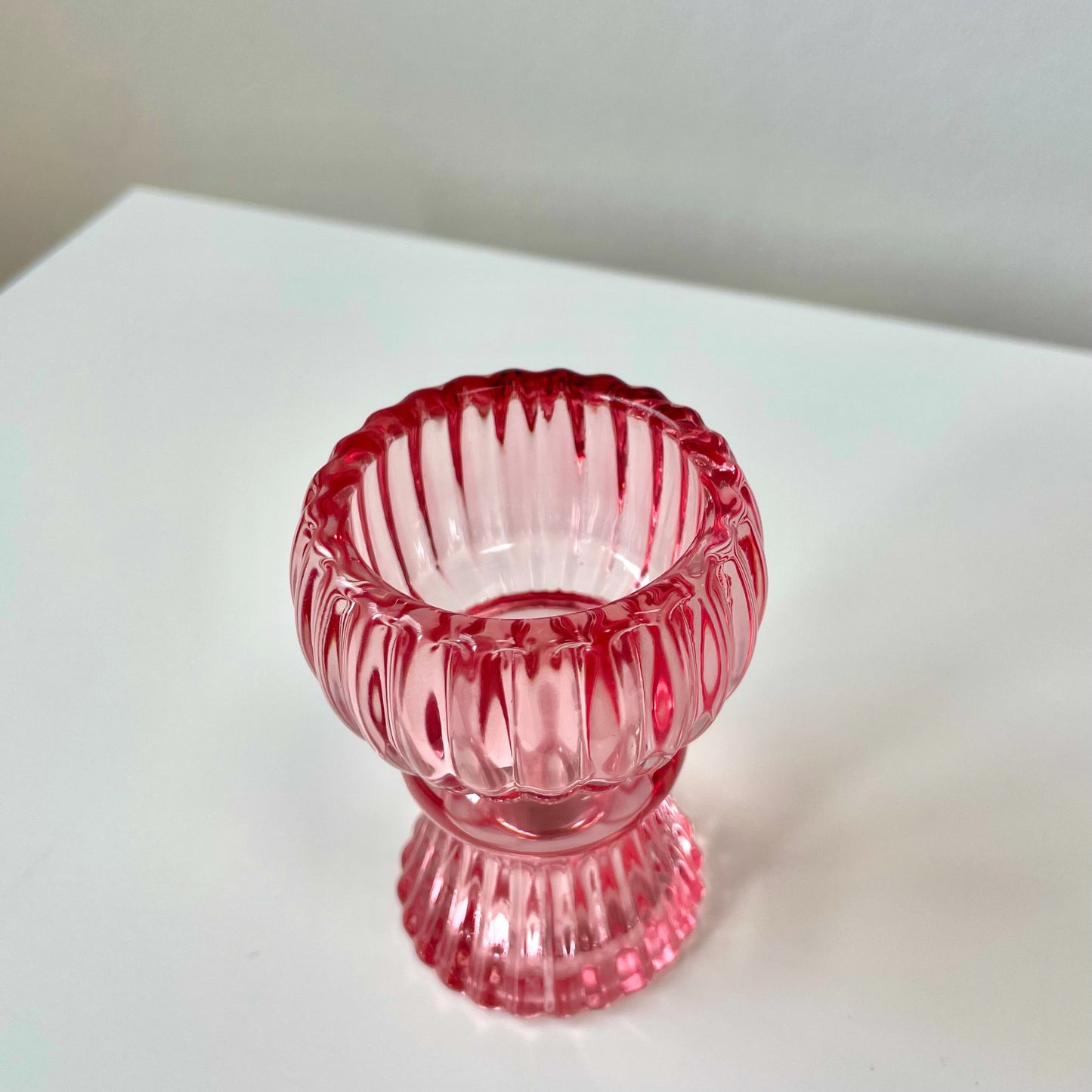 Blush Blooms pink glass candle holder