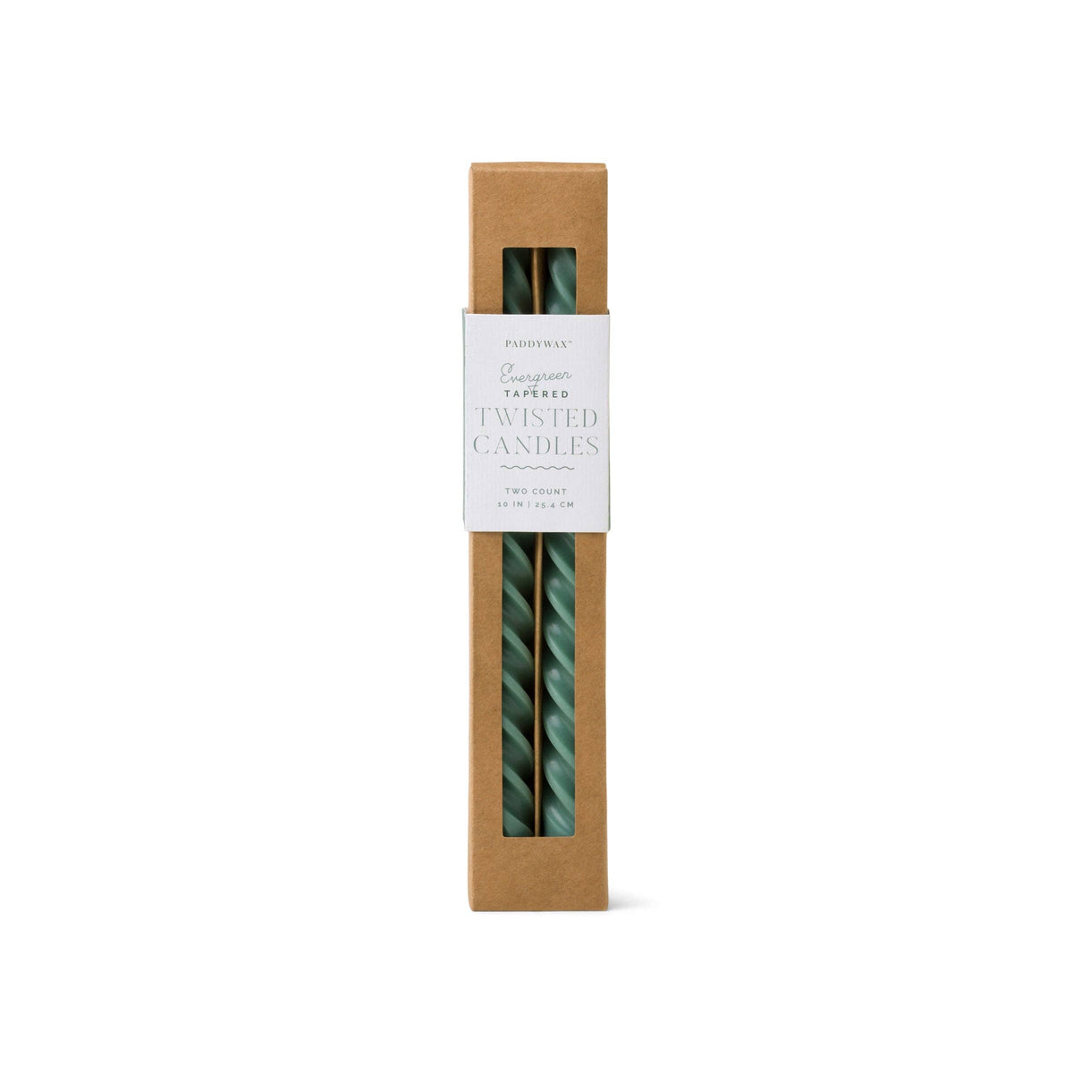 Paddywax Cypress & Fir Twisted Taper Candles – Green (Pack of 2)