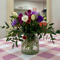 Baby Blooms seasonal stems in a clear vase in Stonehaven florist