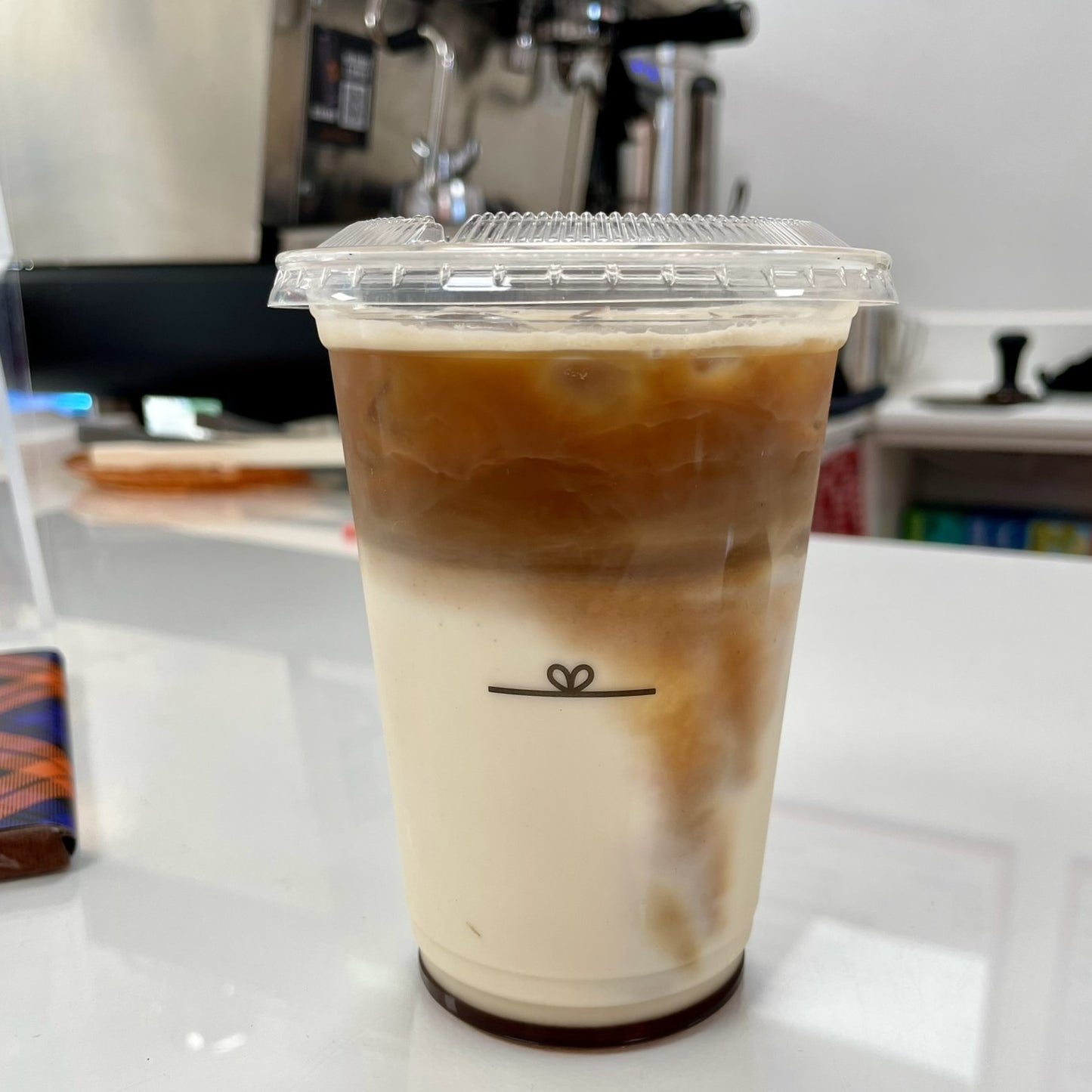 Iced latte on counter in Blush Blooms