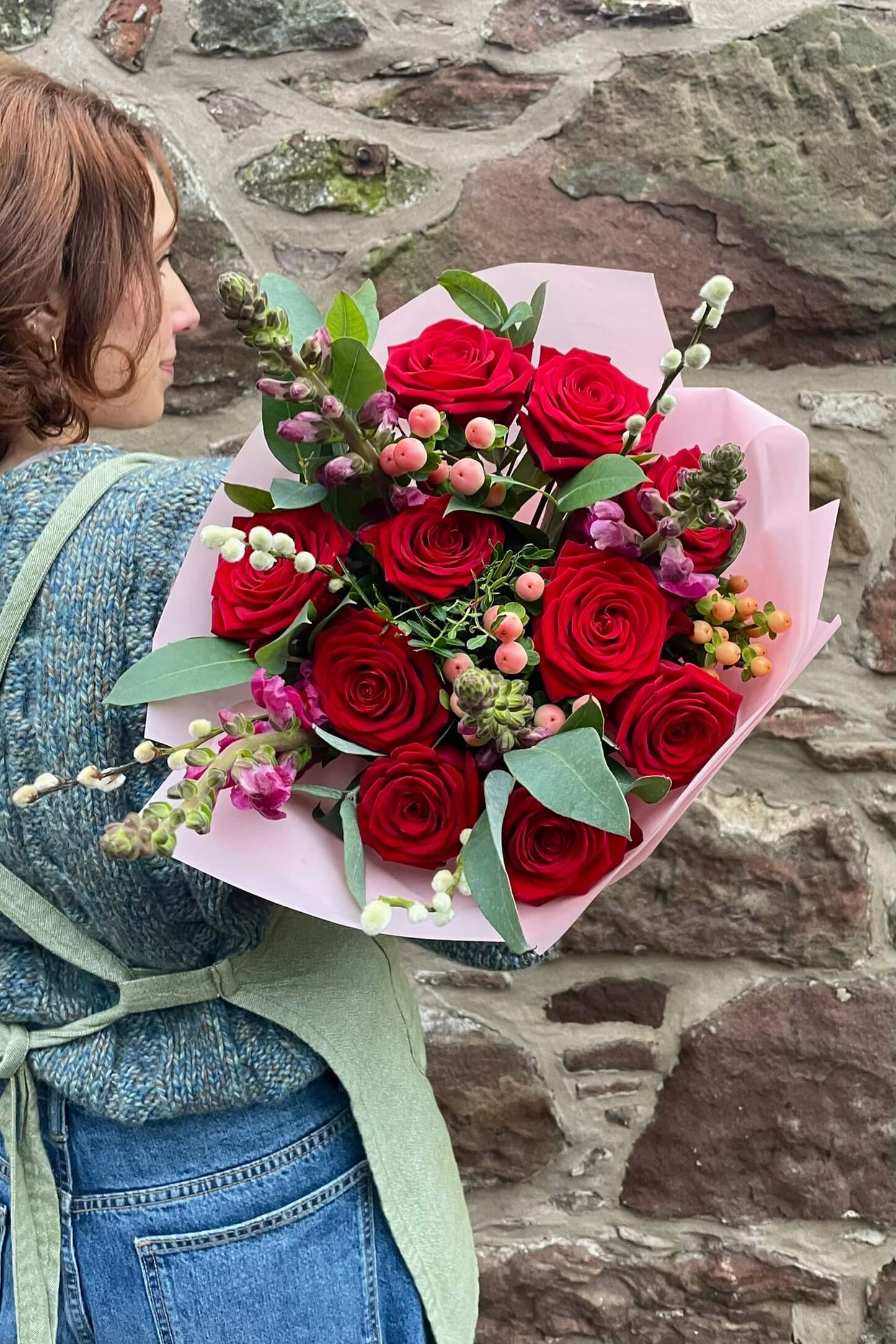 No Ordinary Love Valentine’s bouquet of Naomi red roses, beautifully wrapped and finished with ribbon by Blush Blooms