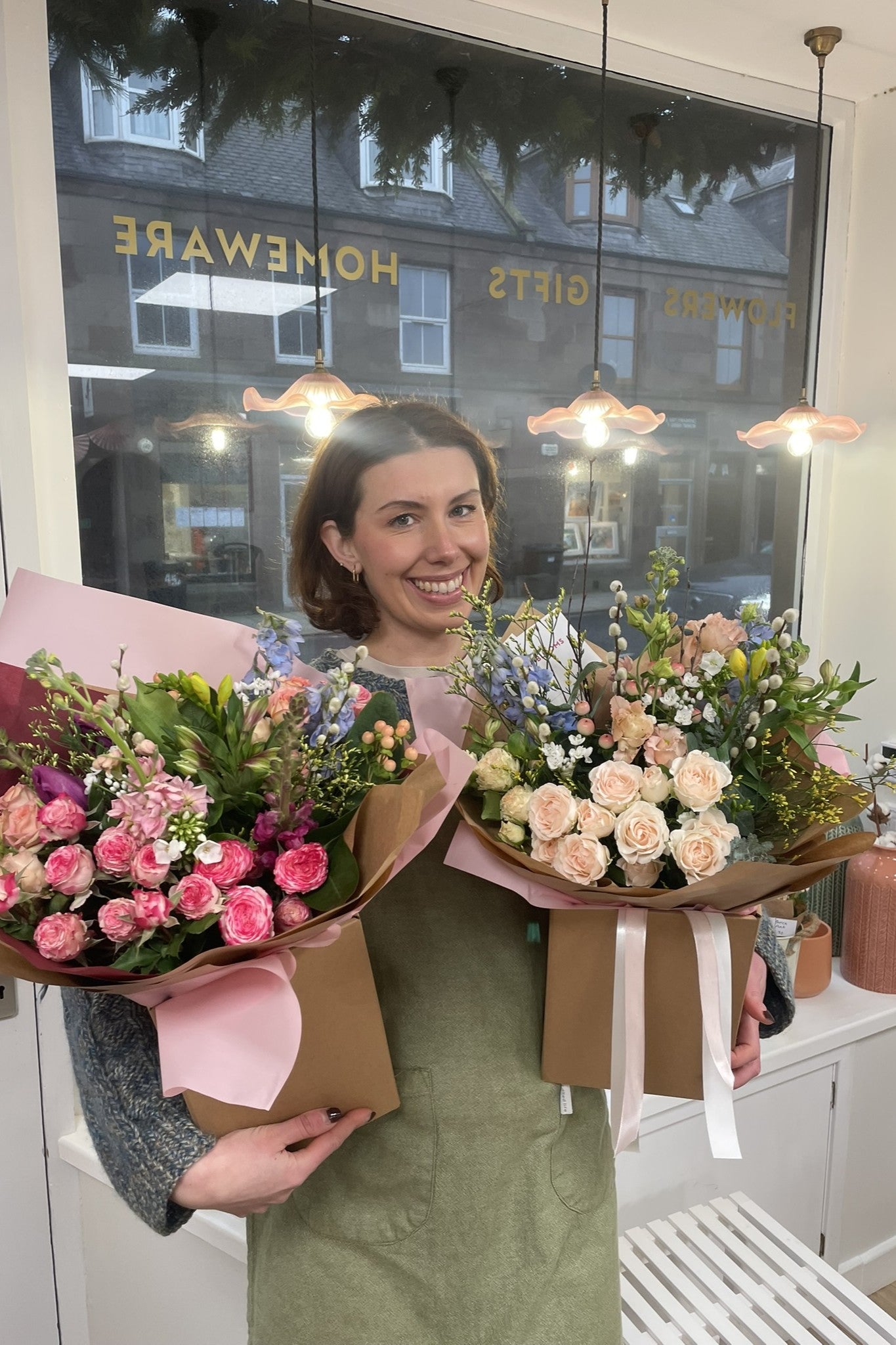 A Valentine’s Florist’s Choice bouquet featuring a seasonal mix of flowers, wrapped by Blush Blooms